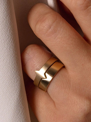 Òr Aon and Dhà ring set 9ct gold - Tarska Jewellery