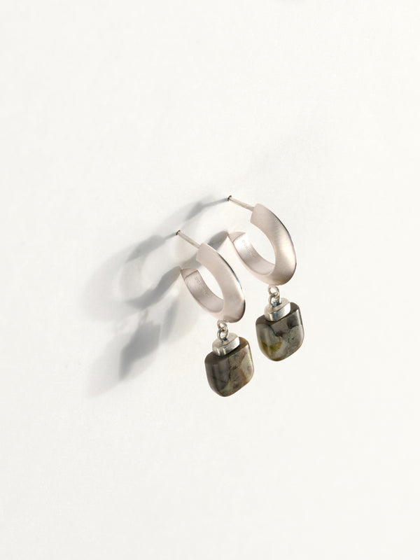Skye Marble Drop Hoops Silver
