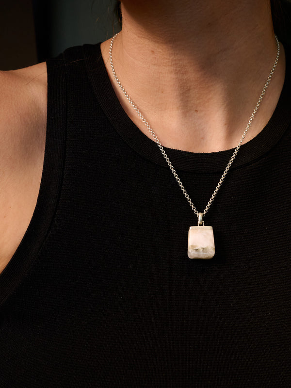 Pectolite Crystal Pendant Silver