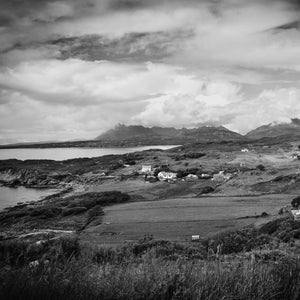 Black and White image of Tarskavaig, small Scottish Village