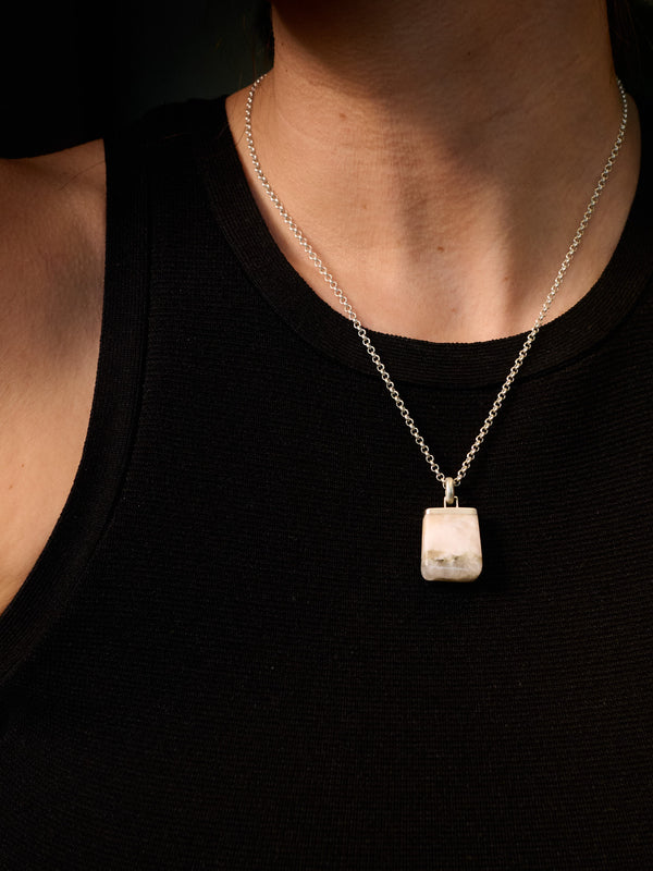 Pectolite Crystal Pendant Silver - Tarska Jewellery