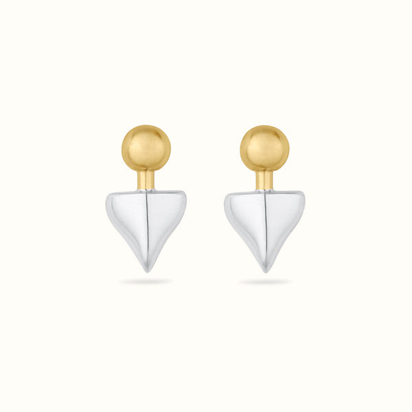 Saorsa Drop Studs 9ct Gold and Silver - Tarska Jewellery