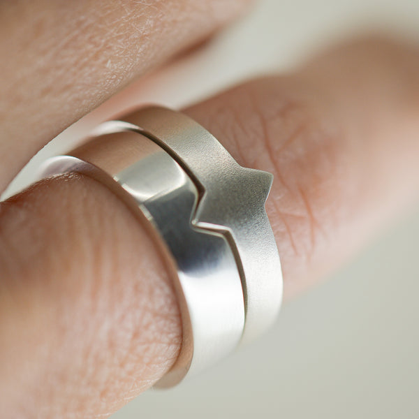 Òr Aon and Dhà Ring Set Silver - Tarska Jewellery