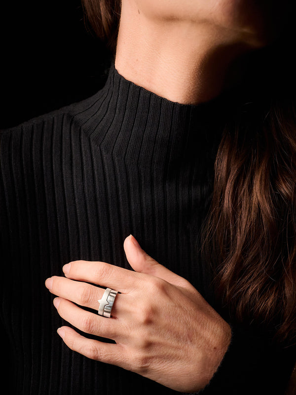 Òr Aon and Dhà Ring Set Silver - Tarska Jewellery