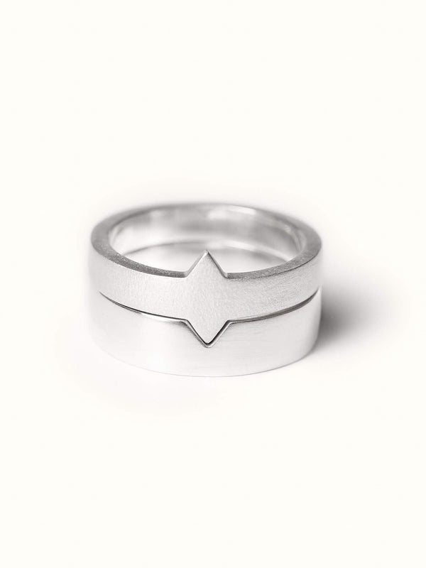 Òr Aon and Dhà Ring Set Silver - Tarska Jewellery