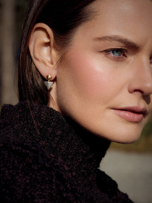 Saorsa Drop Studs 9ct Gold and Silver - Tarska Jewellery