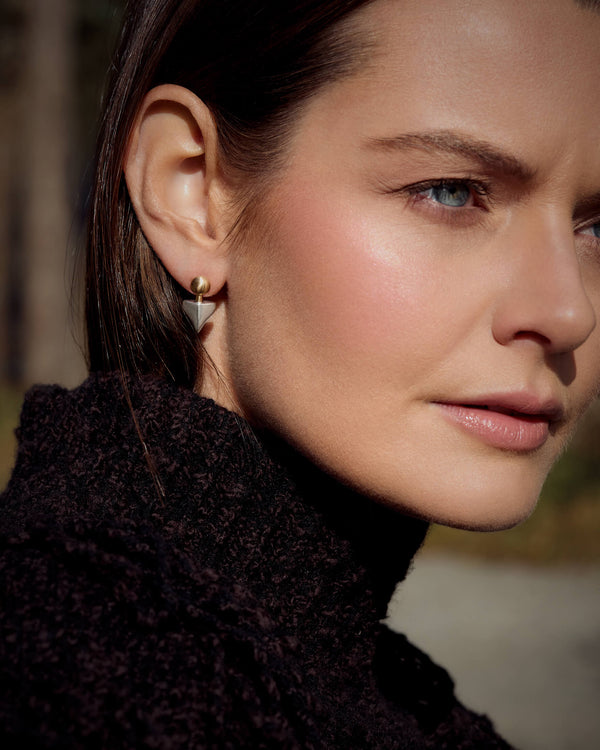 Saorsa Drop Studs 9ct Gold and Silver - Tarska Jewellery