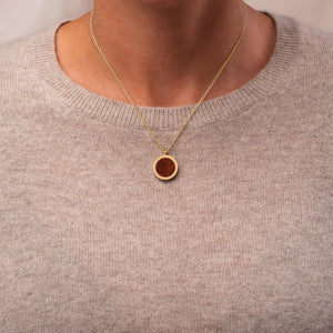18k Gold Disc Stone Pendant Red Jasper